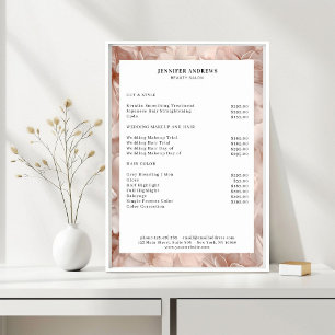 Luxury, Blush-Beige, Flower, Salon Price List  Poster