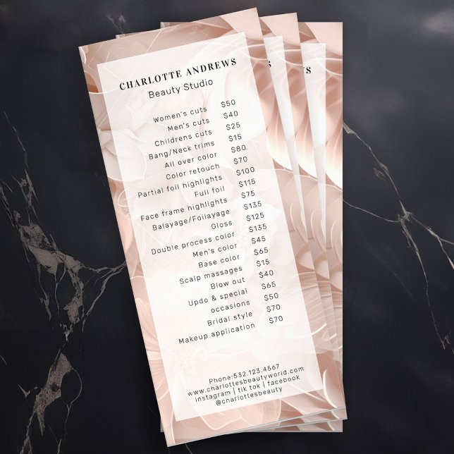 Luxury, Blush-Beige, Flower, Salon Rack Card (Creator Uploaded)