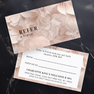 Luxury, Blush-Beige, Flower, Salon Referral Card