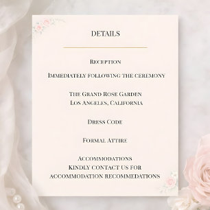 Luxury Blush Floral Details Card