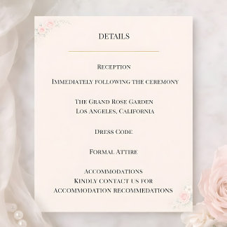 Luxury Blush Floral Details Card