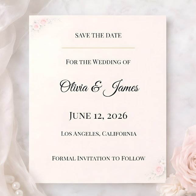 Luxury Blush Floral Save The Date (Creator Uploaded)