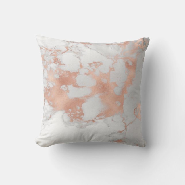 Luxury Blush Glitter White Pink Marble Cotton Cushion (Front)