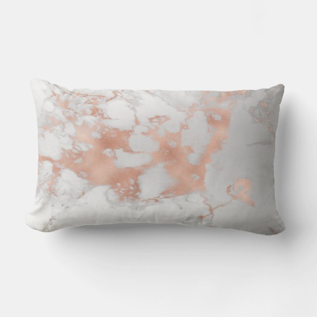 Luxury Blush Glitter White Pink Marble Cotton Lumbar Cushion (Front)