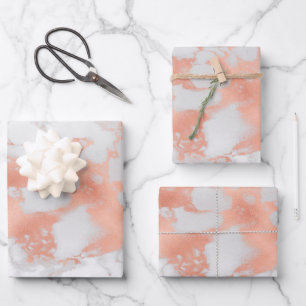 Luxury Blush Glitter White Pink Marble Customise Wrapping Paper Sheet
