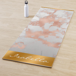 Luxury Blush Glitter White Pink Marble Customise Yoga Mat