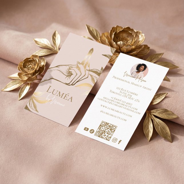 Luxury Blush Pink Gold Beauty Makeup Artist Studio Business Card (Luxury Blush Pink Gold Beauty Makeup Artist Studio Business Card)
