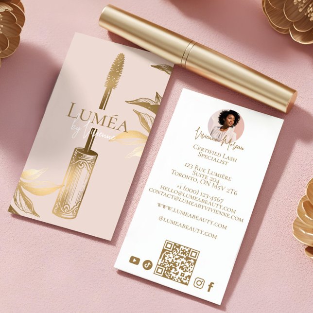 Luxury Blush Pink Gold Beauty Makeup Lash Studio Business Card (Luxury Blush Pink Gold Beauty Makeup Lash Studio Business Card)