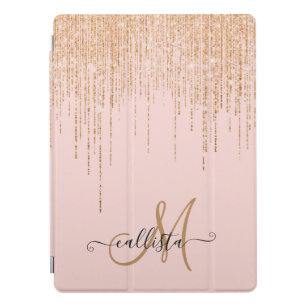 Luxury Blush Pink Gold Sparkly Glitter Fringe iPad Pro Cover
