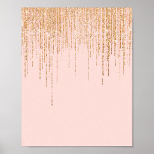 Luxury Blush Pink Gold Sparkly Glitter Fringe Poster