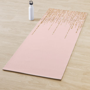 Luxury Blush Pink Gold Sparkly Glitter Fringe Yoga Mat