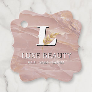 Luxury Blush Pink Marble Beauty Salon Logo Favour Tags