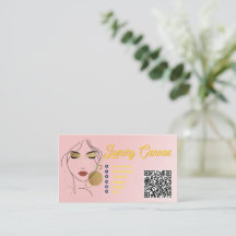 Luxury Blush Pink QR Code Beauty Business Card