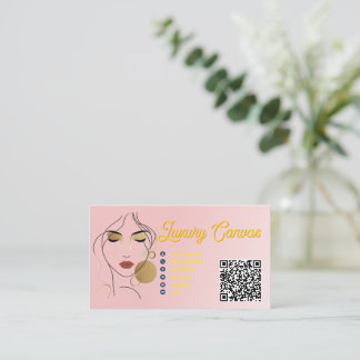 Luxury Blush Pink QR Code Beauty Business Card