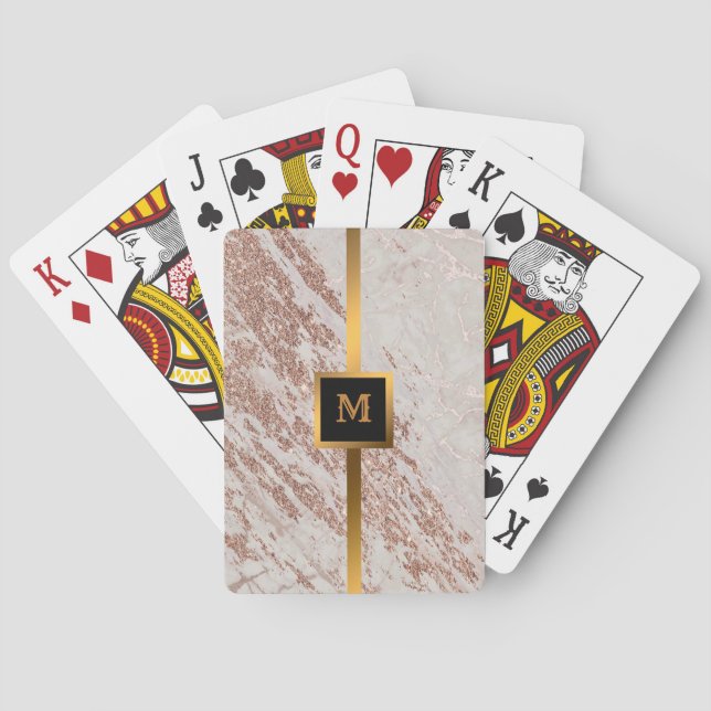 Luxury Blush Pink Rose Glitter Marble Customise Playing Cards (Back)