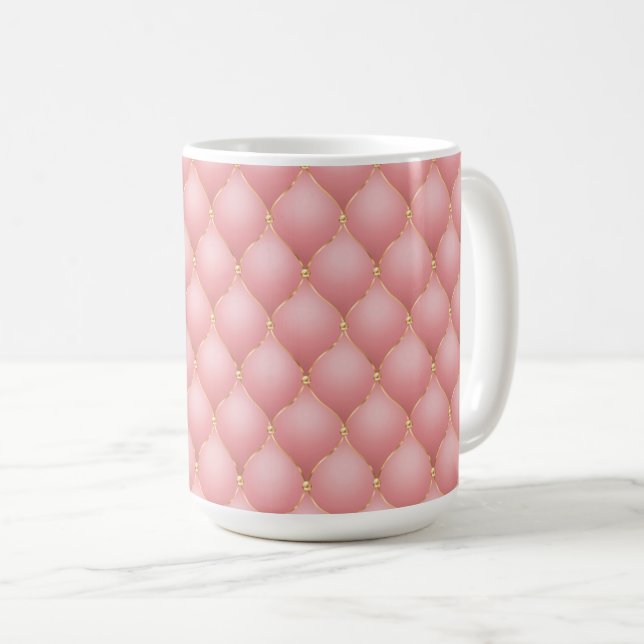 Luxury Blush Pink Rose Gold Diamond Coffee Mugs (Front Right)
