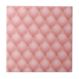 Luxury Blush Pink Rose Gold Diamond Tufted Pattern Ceramic Tile