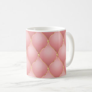 Luxury Blush Pink Rose Gold Diamond Tufted Pattern Coffee Mug