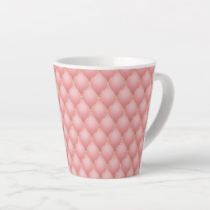 Luxury Blush Pink Rose Gold Diamond Tufted Pattern Latte Mug