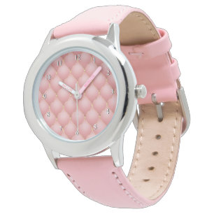 Luxury Blush Pink Rose Gold Diamond Tufted Watch