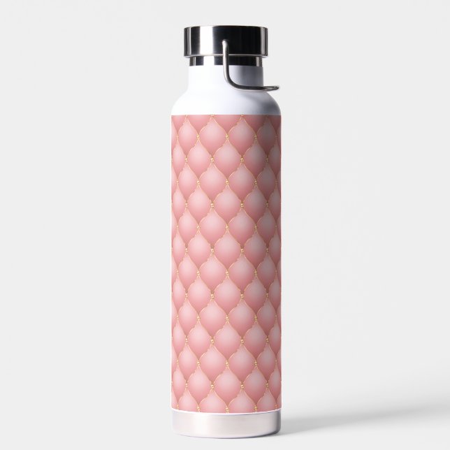 Luxury Blush Pink Rose Gold Diamond Water Bottle (Left)