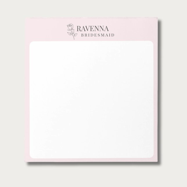 Luxury Blush Pink Rose Line Art Personalised Name  Notepad (Creator Uploaded)