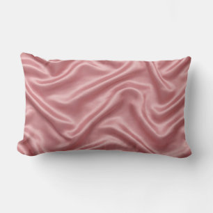 Luxury Blush Pink Silk Lumbar Pillow - Satin Waves