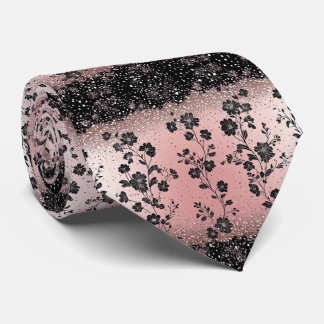 Luxury Blush Pink Vintage Metallic Silver Florals Tie