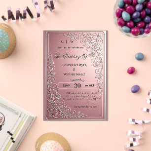 Luxury Blush Pink White Silver Chic Floral Wedding Acrylic Invitations
