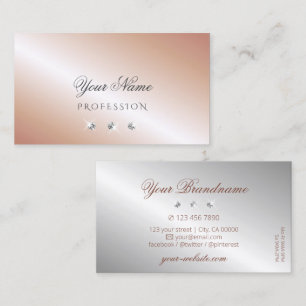 Luxury Blush Rose Gold Silver and Sparkle Diamonds Business Card