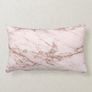 Luxury Blush Rose Pink Glitter Marble Cotton Lumbar Cushion