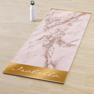 Luxury Blush Rose Pink Glitter Marble Customise Yoga Mat