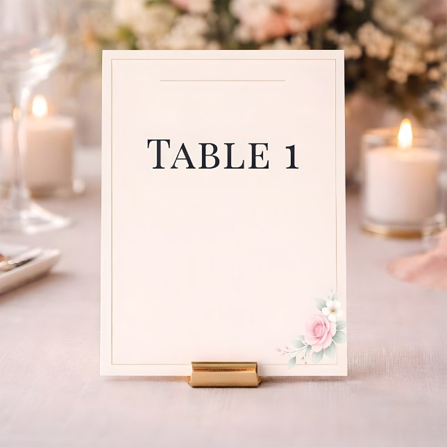 Luxury Blush Wedding Table Numbers (Table Number Card)
