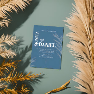 Luxury Boho Blue & white Wedding Invitation