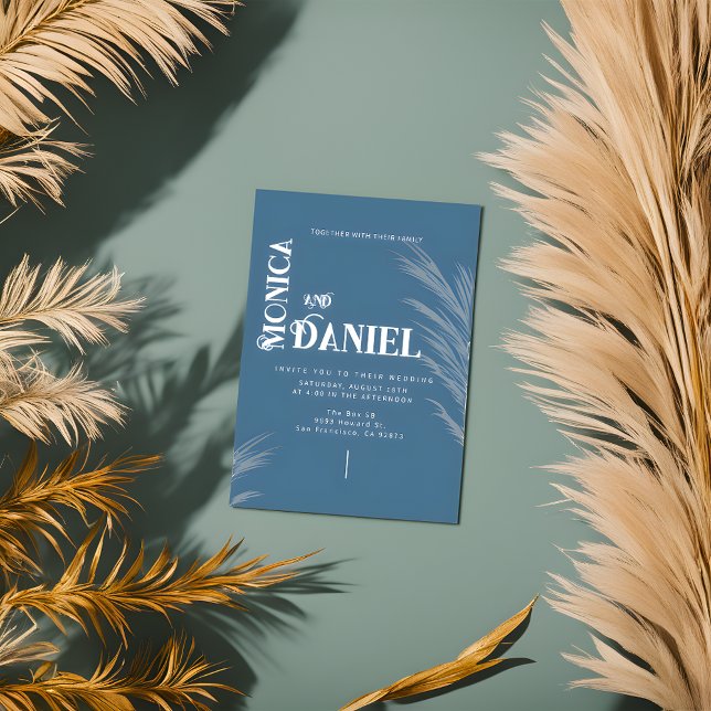 Luxury Boho Blue & white Wedding Invitation (Creator Uploaded)