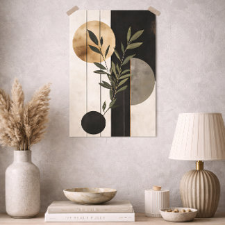 Luxury Boho Botanical Geometric Minimal Black Gold Poster