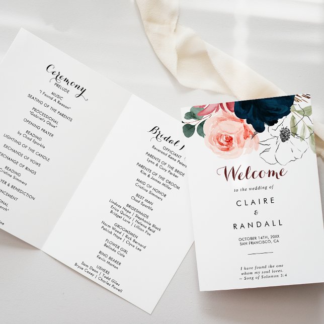 Luxury Boho Colourful Floral Folded Wedding Progra Program (Creator Uploaded)