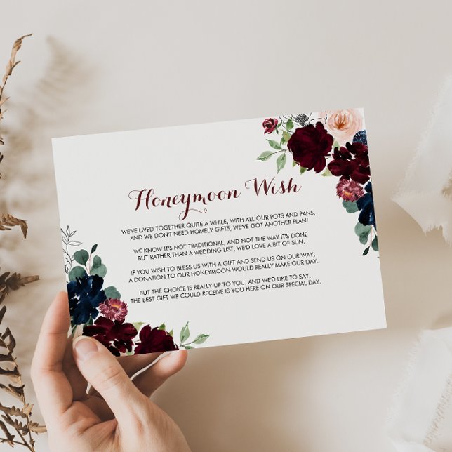 Luxury Boho Colourful Floral Honeymoon Wish   Enclosure Card (Creator Uploaded)