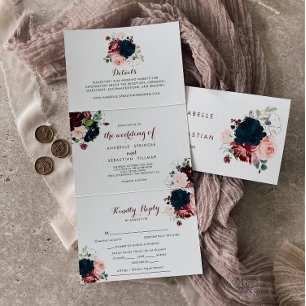 Luxury Boho Colourful Floral Trifold Wedding