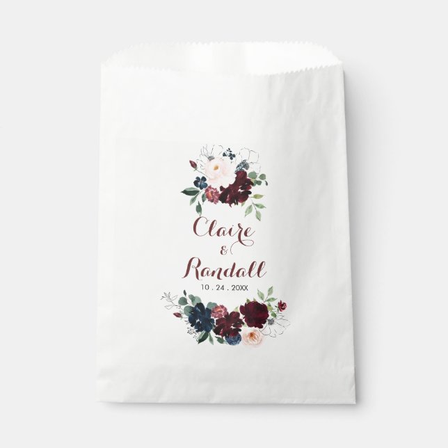 Luxury Boho Colourful Floral Wedding  Favour Bag (Front)