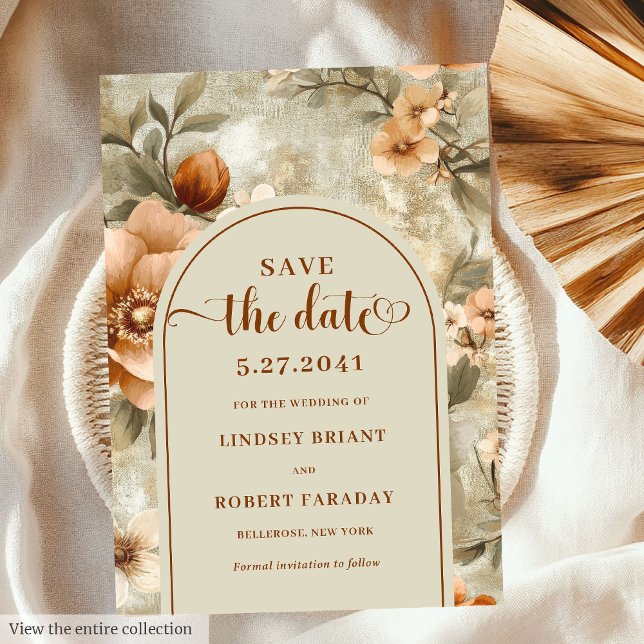Luxury Boho Earthy Ivory Sage Floral Save the Date Invitation (Luxury Boho Earthy Ivory Sage Floral Save Date)