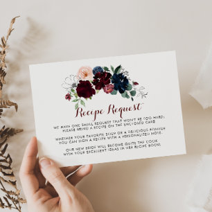 Luxury Boho Floral Wedding Recipe Request Enclosure Card