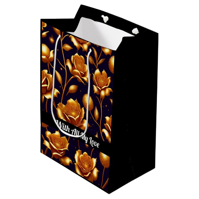 Luxury Boho Gold Rose Modern Collection Medium Gift Bag (Front Angled)