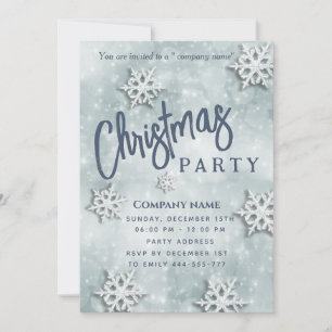 Luxury bokeh snowflakes corporate Christmas party Invitation
