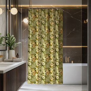 Luxury Botanical Curtain Green Gold Chic Decor