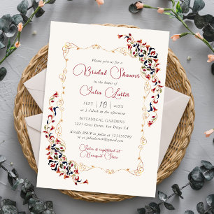 Luxury Botanical Floral Paisley Bridal Shower Invitation