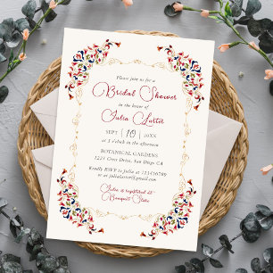 Luxury Botanical Floral Paisley Bridal Shower Invitation