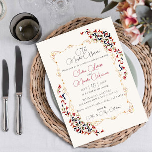 Luxury Botanical Floral Paisley Rehearsal Dinner Invitation