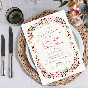 Luxury Botanical Floral Paisley Rehearsal Dinner Invitation