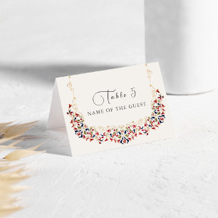 Luxury Botanical Floral Paisley Wedding Place Card